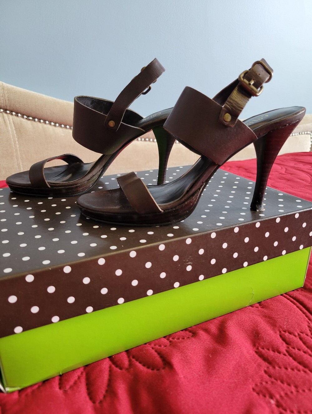 Colin Stuart Brown Leather High Heel Sandals - Size 6 1/2